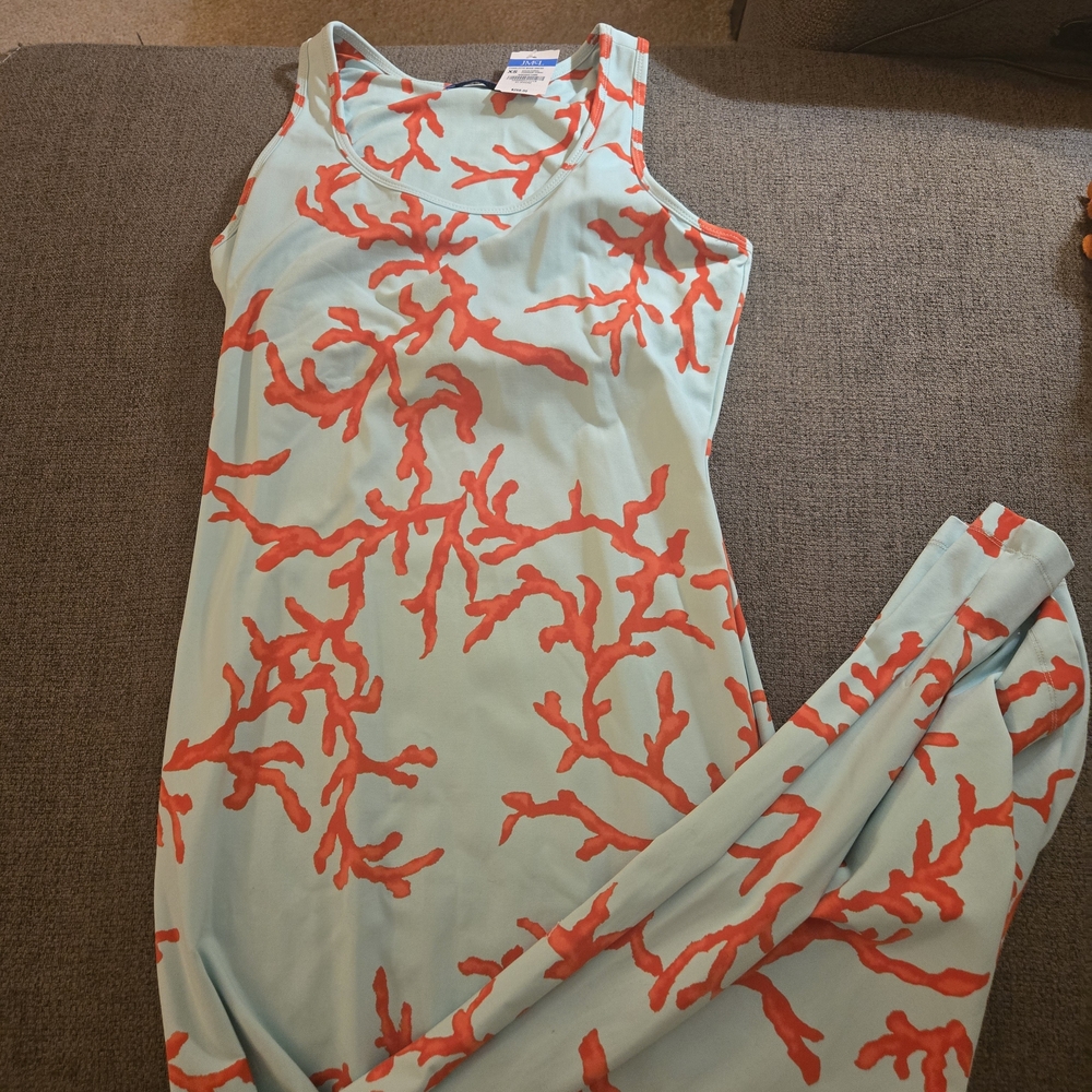 J. McLaughlin Aqua and Coral Charlotte Maxi Dress